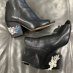 Tory Burch Black Ankle Booties with Peep-Toe